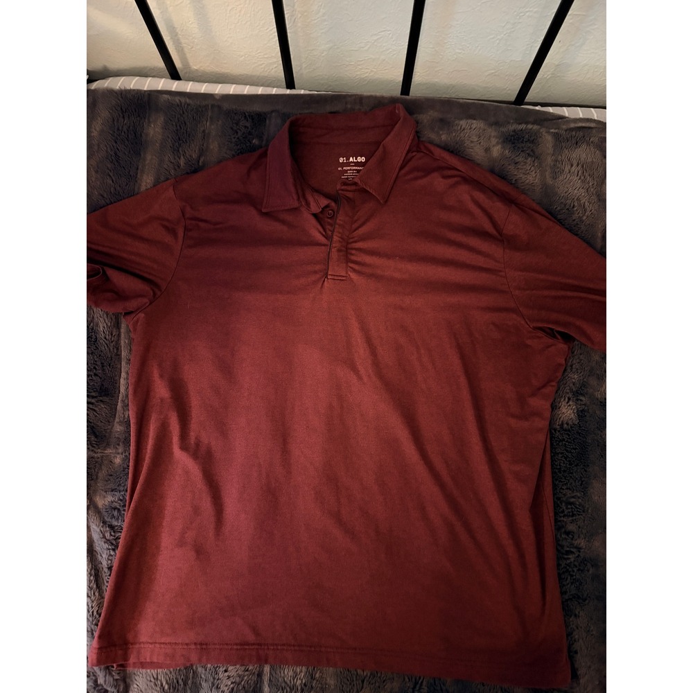 01.ALGO Golf Polo Shirt Men's XXL Burgundy Moisture Wicking Work Business Casual